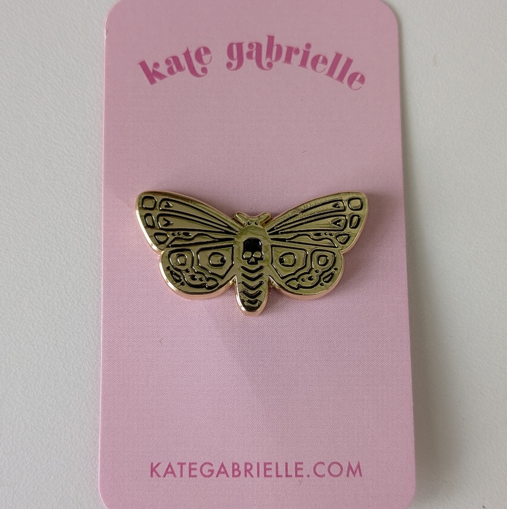 Kate Gabrielle Gold Moth Enamel Purse Charm
